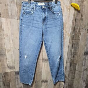 Hidden High Rise Straight Leg Distressed Mom Jeans 27